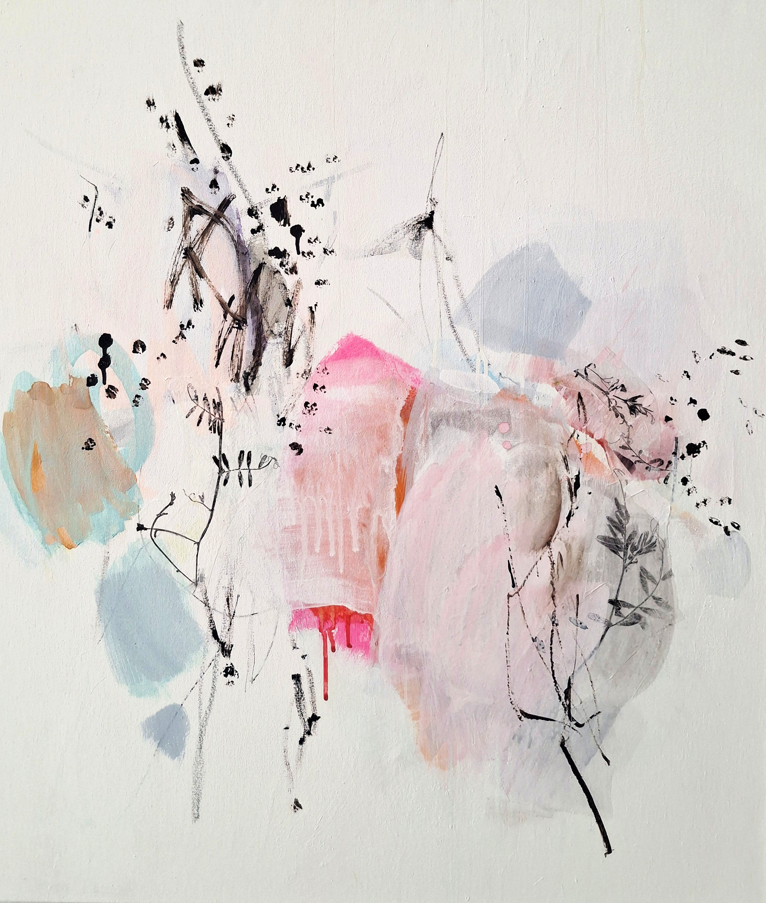 Ulrike Int Veen Plant Print Lathyrus pink, Pigmente, Acryl, Leinwand, 80 x 70 cm, 2026